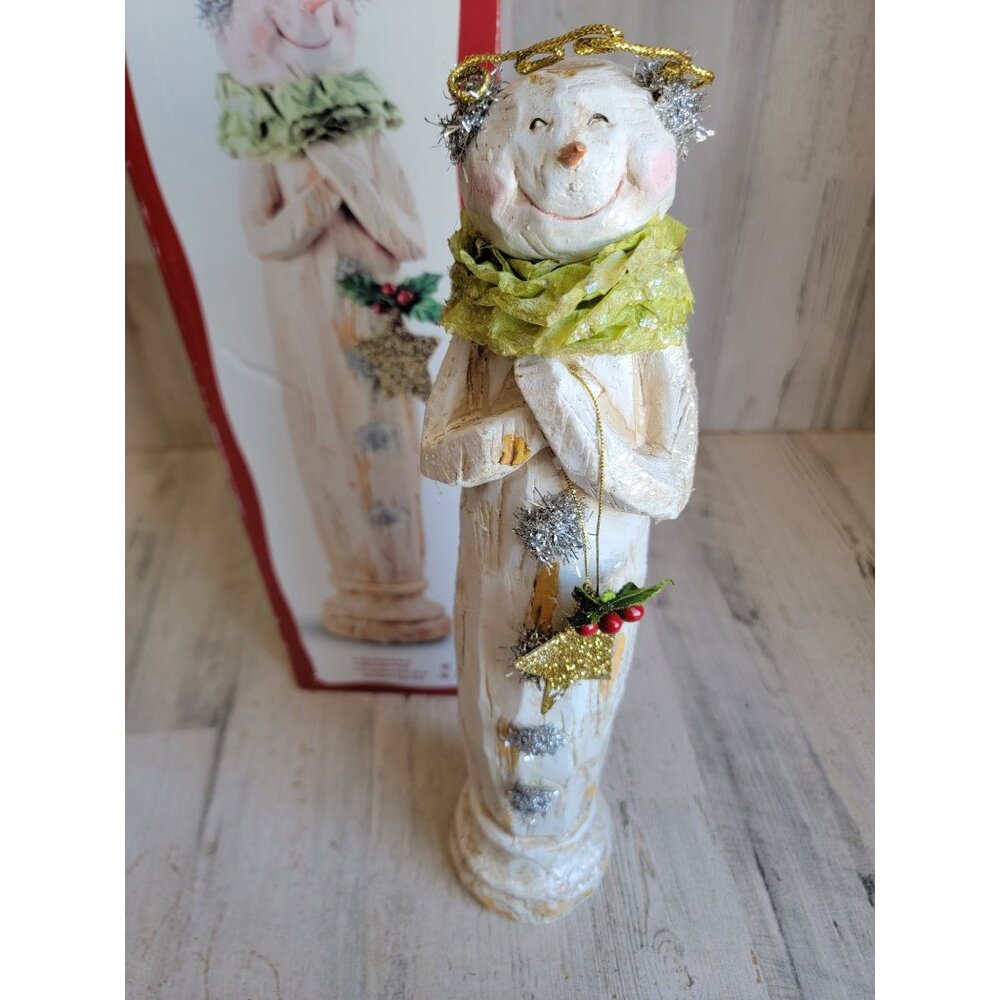 Vintage glitter shabby chic snowman star tinsel rustic tall home figure decor Xm